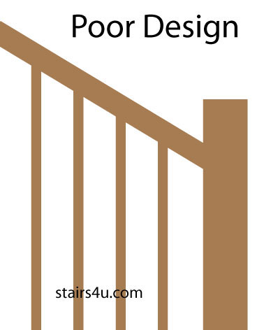 lower wood handrial design that is unsafe